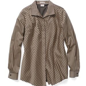 Chico’s NWT No-Iron Sateen Striped Wing-Collar Shirt size 1